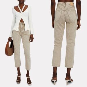 CITIZENS OF HUMANITY Jolene High-Rise Straight Cropped Jeans Ponytail